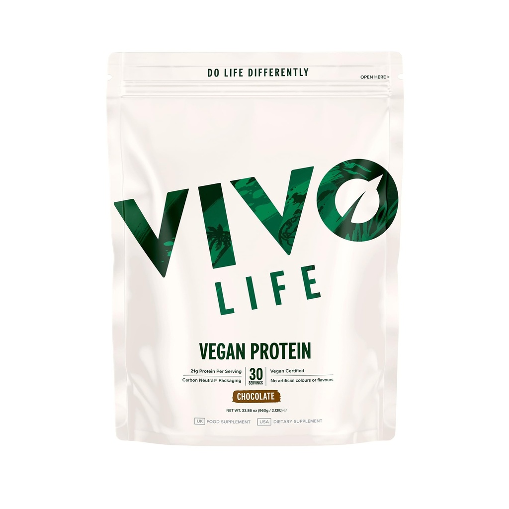 Vivo Vegan Protein Powder - 0,7 oz Plant Based Protein per Scop, 30 Servings (31,7 oz) (Vanilla) (31,7 oz, Vanille)
