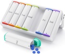 Wekelijkse pil Organisator 2 keer per dag, KOV IOO Large Travel pil Box 7 Dag, Am Pm Tweemaal daags pil geval met roterende handvat, pil houder container voor vitamine, geneeskunde, supplement, visolie, wit