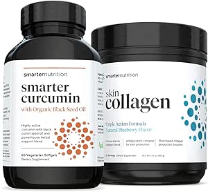SMARTERNUTRITION Curcumine - Potentie en Absorptie + Smarter Skin Collageen - Drievoudige actieformule voor een levendige, gezonde huid