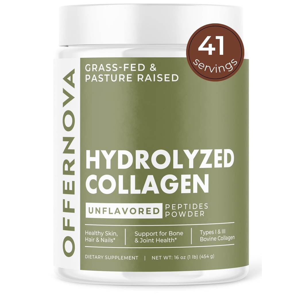 Poudre de peptides de collagène hydrolysée - 100% pur, gazon et non aromatisé pour les femmes et les hommes – pour les os sains, les articulations, les cheveux et la peau – Colageno Hidrolizado en Polvo Piel, Cabello y Articulaciones
