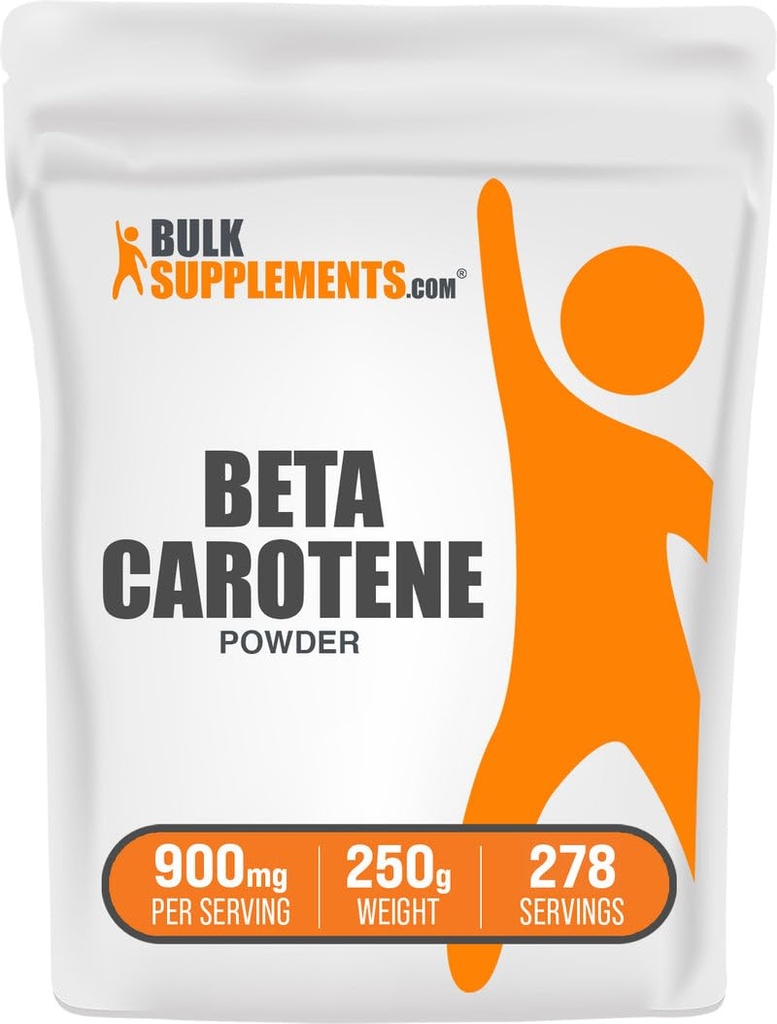 BulkSupplements.com Beta Caroteen Powder - Beta Caroteen Supplement, Vitamine A Supplement voor Immune en Vision Support - Glutenvrij, 900mg per Serving, 250g (Pack of 1)