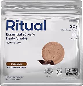 Rituele 18+ Vegan Proteïne Poeder met BCAA: 20g Biologische Pea Proteïne van regeneratieve boerderijen in de VS, Glutenvrij, Plant Based, Suikervrij, Zuivelvrij, Handgemaakte Vanille, 1Lbs