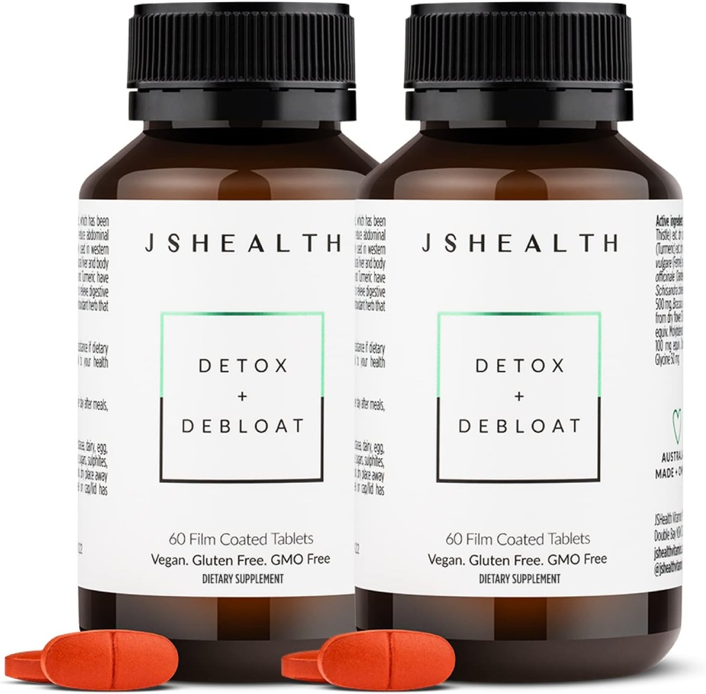 JSHealth Vitamines Detox and Debloat Foie Formule de santé du foie Detox Pills de foie Formule débloquante avec le chardon, le curcuma, le fenouil.
