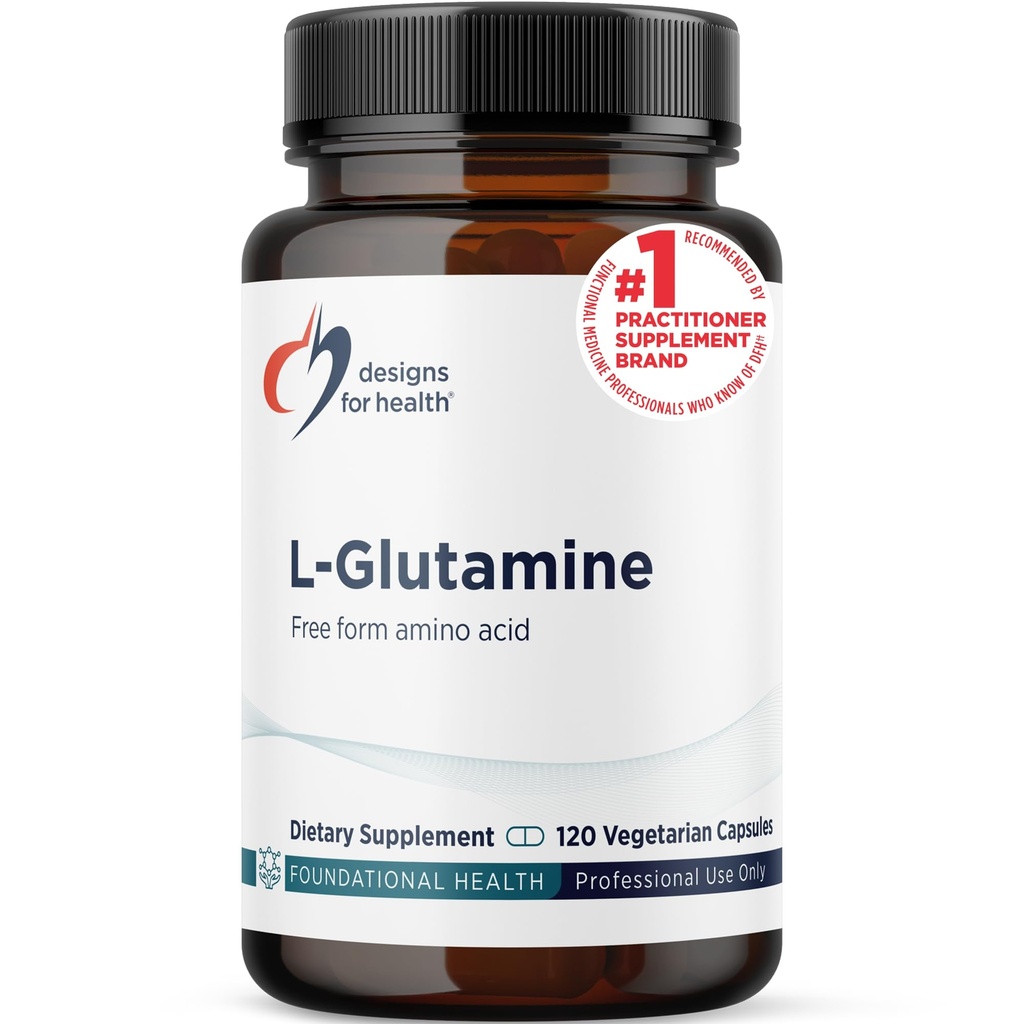 Designs for Health L Glutamine Capsules - 850mg Vegetarische Aminozuren Supplement ter ondersteuning van Muscle Recovery, Digestief, Immune + Gut Health - Non-GMO + Glutenvrij (120 Capsules)