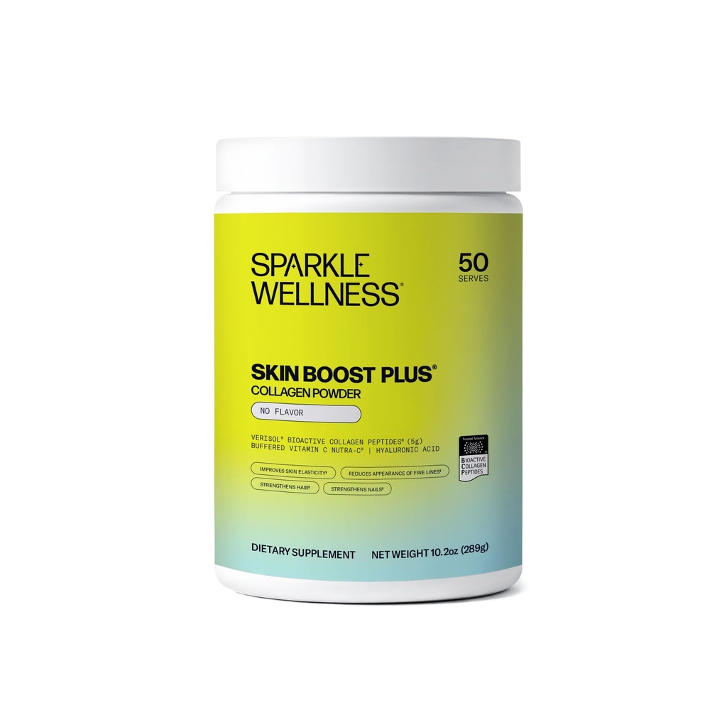 Sparkle Wellness VERISOL Bioactive Hydrolysed Collagen Peptides , supplément de poudre de collagène avec vitamine C et acide hyaluronique pour la santé des cheveux, de la peau et des ongles , Skin Boost Plus (No Flavor) [50-Serves]