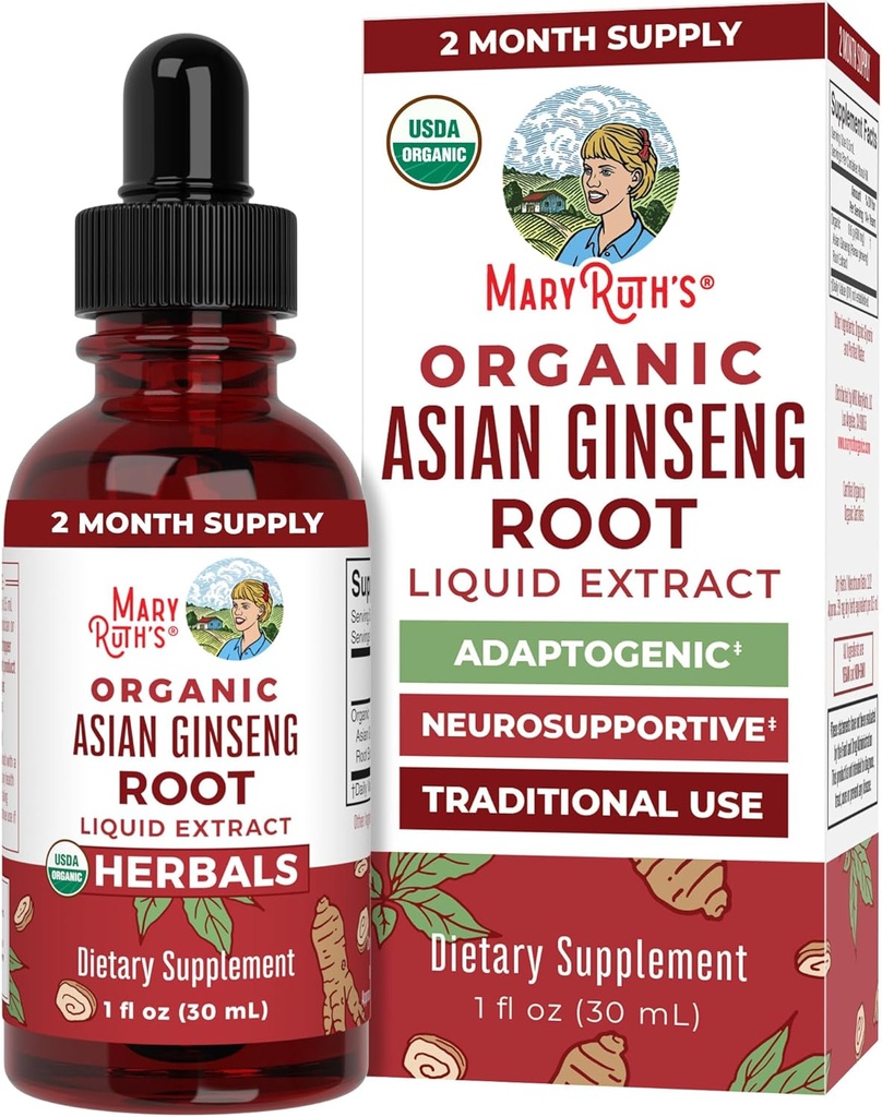 MaryRuth Organics Kruidensupplement Drop, Antioxidant, Boost Energy, Pack van 1, Ginseng Root voor vitaliteit, Ondersteunt Focus en Endurance, Veganistisch, Non-GMO, Glutenvrij, 1 Fluid Ounces