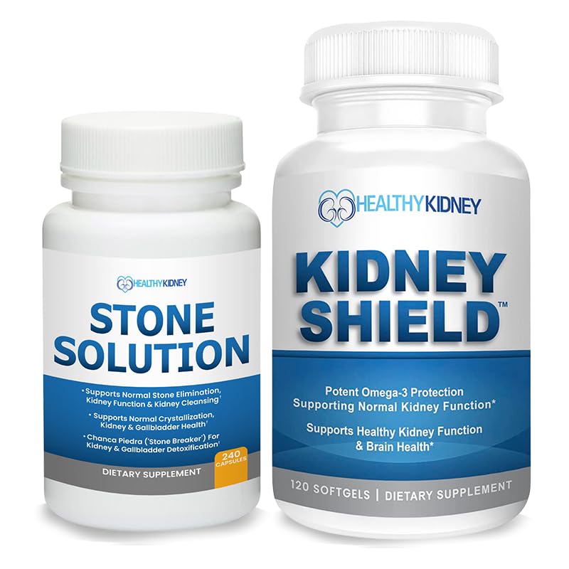 Stone Solution Capsules- Natuurlijke Oplosser, Niersteen Ondersteuning & Nierreiniger, 60 Servings + Nierschild 120 Caps Niersupplement ter ondersteuning van de normale nierfunctie en ondersteuning Niergezondheid
