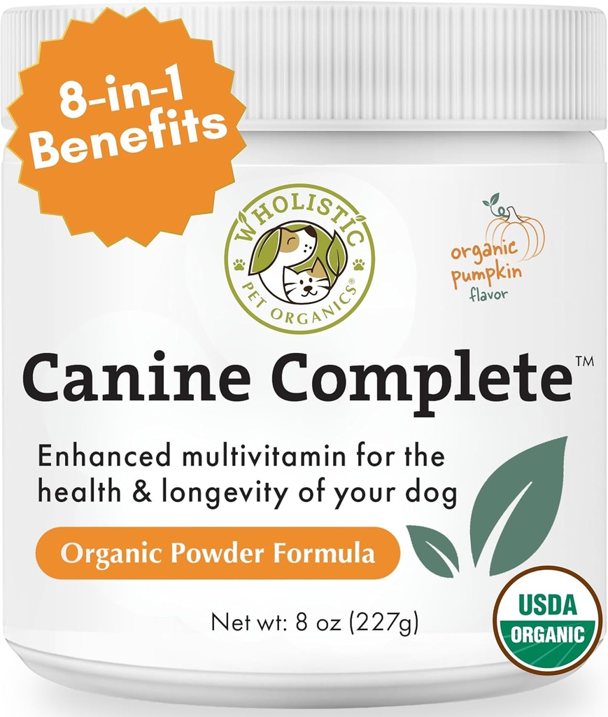 Wholistic Pet Organics Canine Complete - Honden Multivitamine Poeder - 8 Oz - Dagelijkse hondenvitaminen en supplementen voor zelfgemaakte voeding - Immuunsysteem, huid, jas en algemene gezondheid - Klein en groot ras