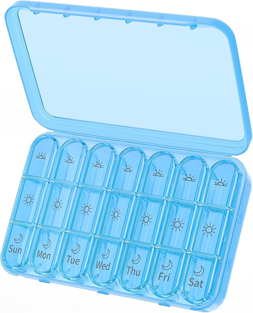 Daviky Weekly Pillen Organisator 3 keer per dag, Grote 7 dagen pil Box 3x per dag met aparte Container, Portable Travel Pillen Case voor Medicatie, Vitaminen, Visolie en Supplementen