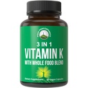 Vitamine K met Whole Food Blend van 25+ Groenten en fruit voor Max Absorptie. Vegan Capsules Supplement. Vitaminen K1, K-2 MK4 + K2 Natto MK7. Alternatief voor Drops, Gummies. VIT K met K 2 en MK-7