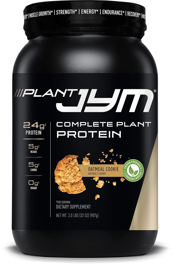 Plant JYM havermout Cookie Gourmet Zuivel Vrij Plant Proteïne voor herstel, 5g BCAA, Lactosevrij, Glutenvrij voor mannen en vrouwen 2lbs