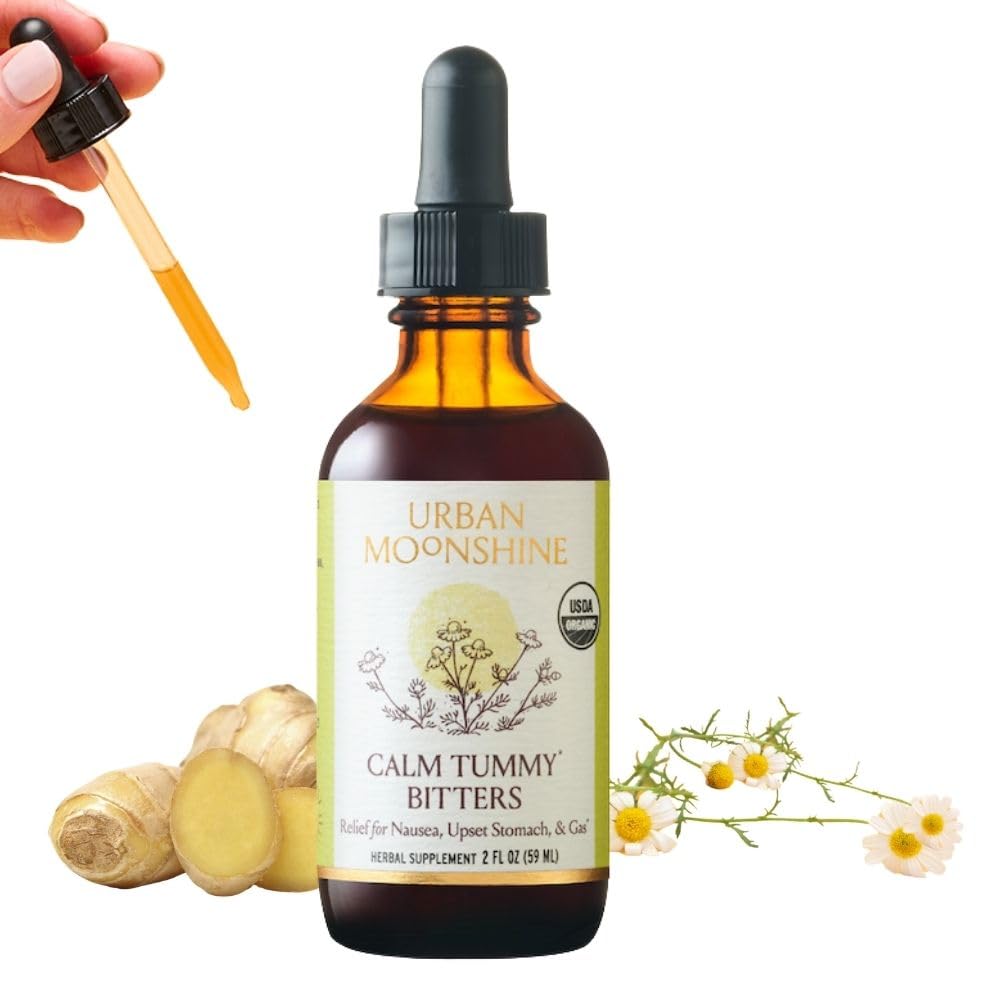 Urban Moonshine Calm Tummy Bitters - Certified Organic - Relief for Misselijkheid & Upset Maag* - Bloating Relief* - Soothes Digestie* - Digestieve Bitters - Glutenvrij Kruidensupplement - 2 Fl Oz