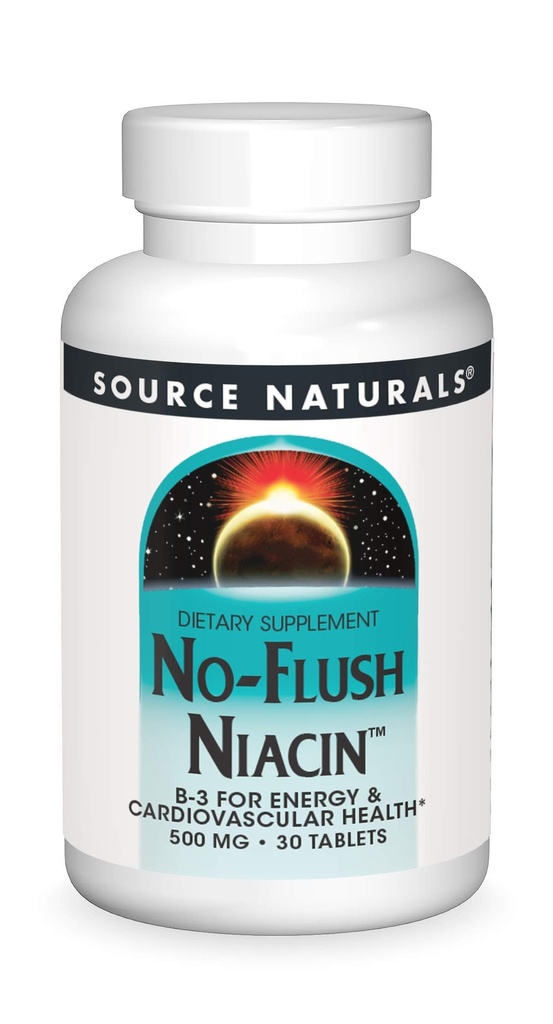 Bron Naturals No-Flush Niacin, B-3 for Energy & Cardiovascular Health* 500 mg - 30 tabletten