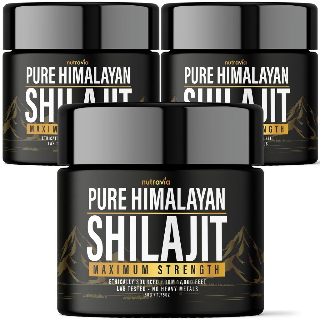 (3 Pack) Shilajit Pure Himalaya Organic Resin - Natural Authentic Lab Tested Formula for Men, Women - No Heavy Metals - 600mg Max Strength with 85+ Trace Minerals Golden Grade Shilajit Supplement