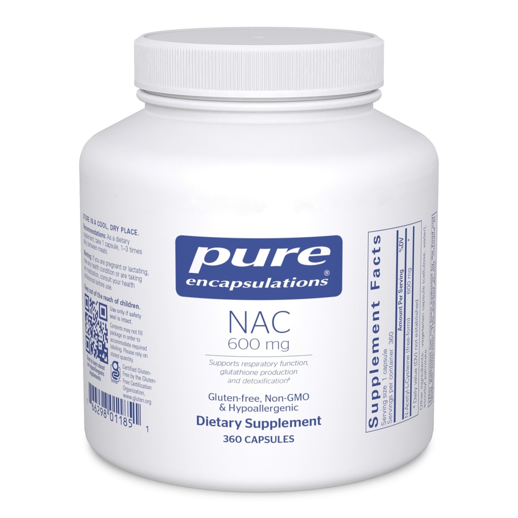 Encapsulations pures NAC 600 mg - Supplément N-acétyl Cysteine NAC pour la santé pulmonaire et immunitaire, le soutien du foie et les antioxydants* - avec N-acétyl-L-Cysteine - 360 capsules