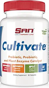Probiotiques et prébiotiques synergiques avec enzymes digestives - conçus pour la santé digestive, pour soutenir le microbiome gut - pour les femmes et les hommes, 96 capsules