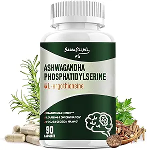 GROENPEOPLE L-Ergothioneine 25MG Complex Capsules - 90 CT 9 in1 Hersensupplement met Ashwagandha & Fosfatidylserine voor Redenering & Geheugen/Leren & Concentratie/Focus