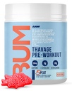 RAW Pre Workout Powder, Thavage (5 Tourbe, Gummy rouge) - Chris Bumstead Sports Supplément nutrition pour les hommes et les femmes - Cbum Pre Workout pour travailler dehors, hydratation, concentration mentale et énergie - 40 portions