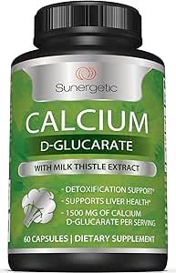 Sunergetic Premium Calcium D-Glucarate Supplement met Milk Thistle Extract - Calcium D-Glucarate voor Lever Ondersteuning & Detox Ondersteuning 