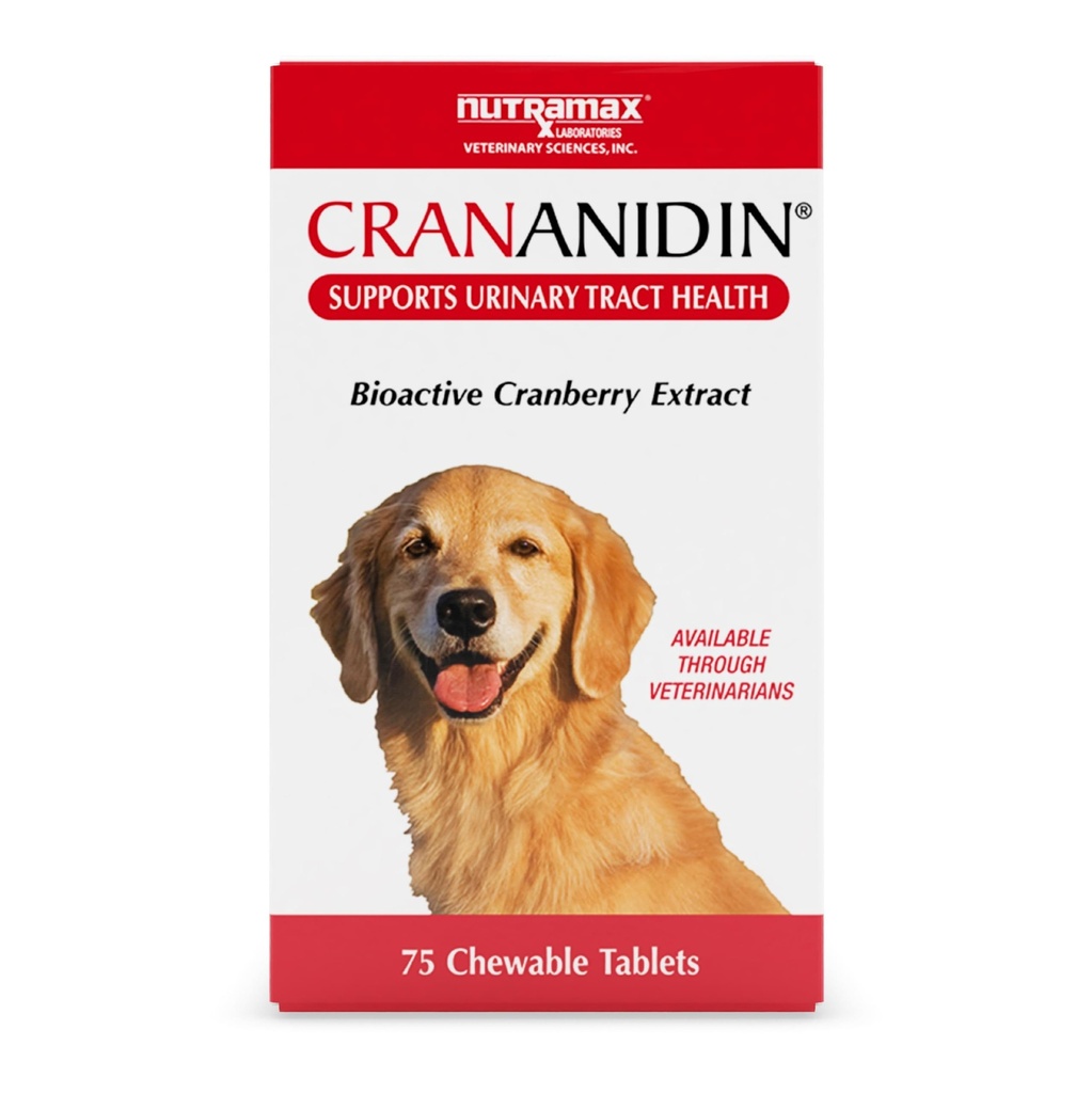 Nutramax Laboratories Crananidin Cranberry Extract Urinaire Tract Health Supplement voor honden, 75 Kauwtabletten