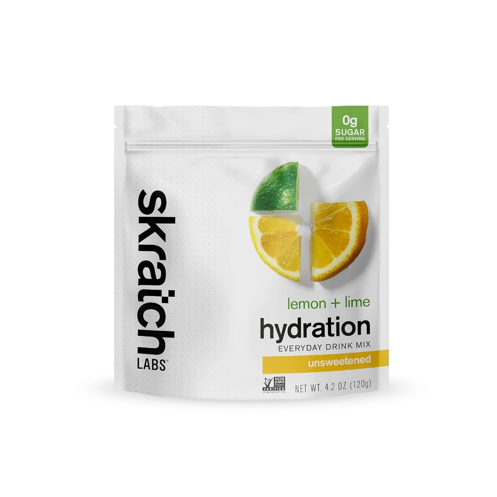 Skratch Labs Unsweeted Electrolyte Powder - Everyday Hydration - Sport Drink Mix - Sugar Free - Electrolytes Booster- Citroen + Lime - 30 Servers - Keto, Paleo, Veganist, Non-GMO