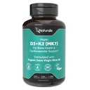 Naturalis Vitamine Vegan D3 + K2 avec l'huile d'olive vierge extra. 5000iu Vitamine D avec 120mcg MK7 Vitamine K. Meilleur soutien pour la santé osseuse et immunitaire.