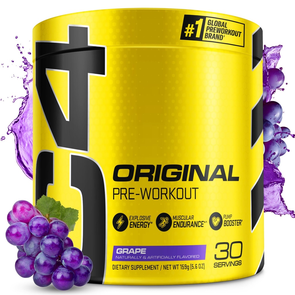 Cellucor C4 Original Pre Workout Poeder Grape Sugar Gratis Preworkout Energie voor mannen & vrouwen 150mg Cafeïne + Beta Alanine + Creatine - 30 Servers (Verpakking mei Vary)