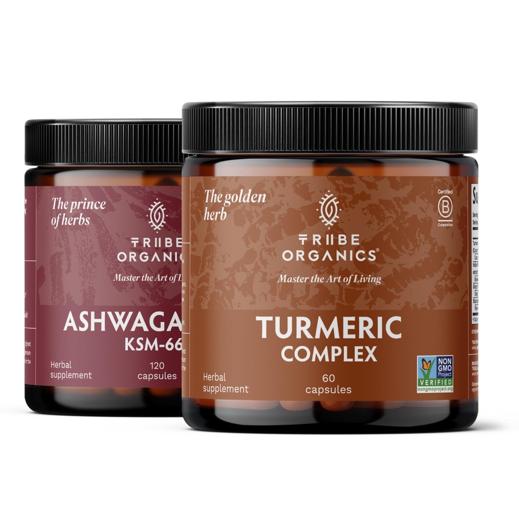 TRIBE ORGANISCS Balance Duo - KSM-66 Ashwagandha 120ct + Kurkuma C3 Complex 120ct