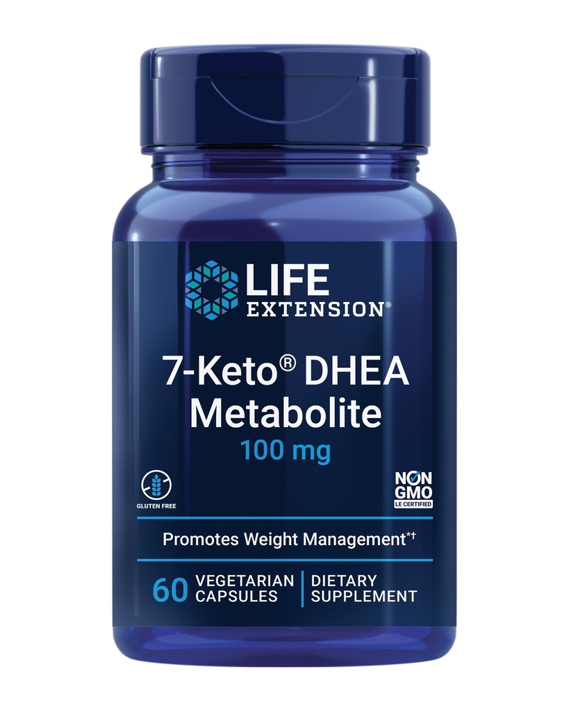 Prolongation de la durée de vie Métabolite 7-Keto DHEA – Remontez votre four à graisse – Non-OGM – Sans gluten – 100 Mg – 60 Capsules végétariennes
