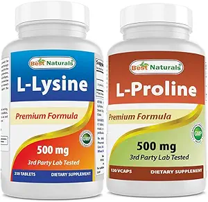 Meilleurs naturels L-Lysine 500 mg & L-proline 500 mg