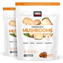 Force Factor Moderne Paddenstoelen Zachte Kauwen, Paddestoelen Supplement met Lions Mane, Turkije staart, & Cordyceps ter ondersteuning van energie, immuniteit, & spijsvertering, kaneelrol, 120 zachte kauwgom, 2-pack
