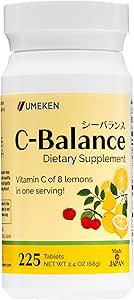 Umeken C-balance kauwbare vitamine C-supplementen, hoge potentie voor volwassenen en kinderen, met Citroenzuur en Gamma-linoleenzuur, vitamine C kauwtabletten, 7,1 Ounce, 200g, 4,5 maanden levering, Pack van 2