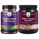 Bundel van hoge Absorptie Magnesium Glycinate Capsules voor kalmerende slaap Plus spier bot & nerve ondersteuning en Multi collageen eiwit poeder voor vrouwen en mannen - haar huid en nagels vitaminen