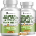 JB Wellness Oregano Oil, Knoflook Extract, Olive Leaf, met Astragalus - Immune Support & Digestief Health Supplement voor vrouwen en mannen - 120 Tel.