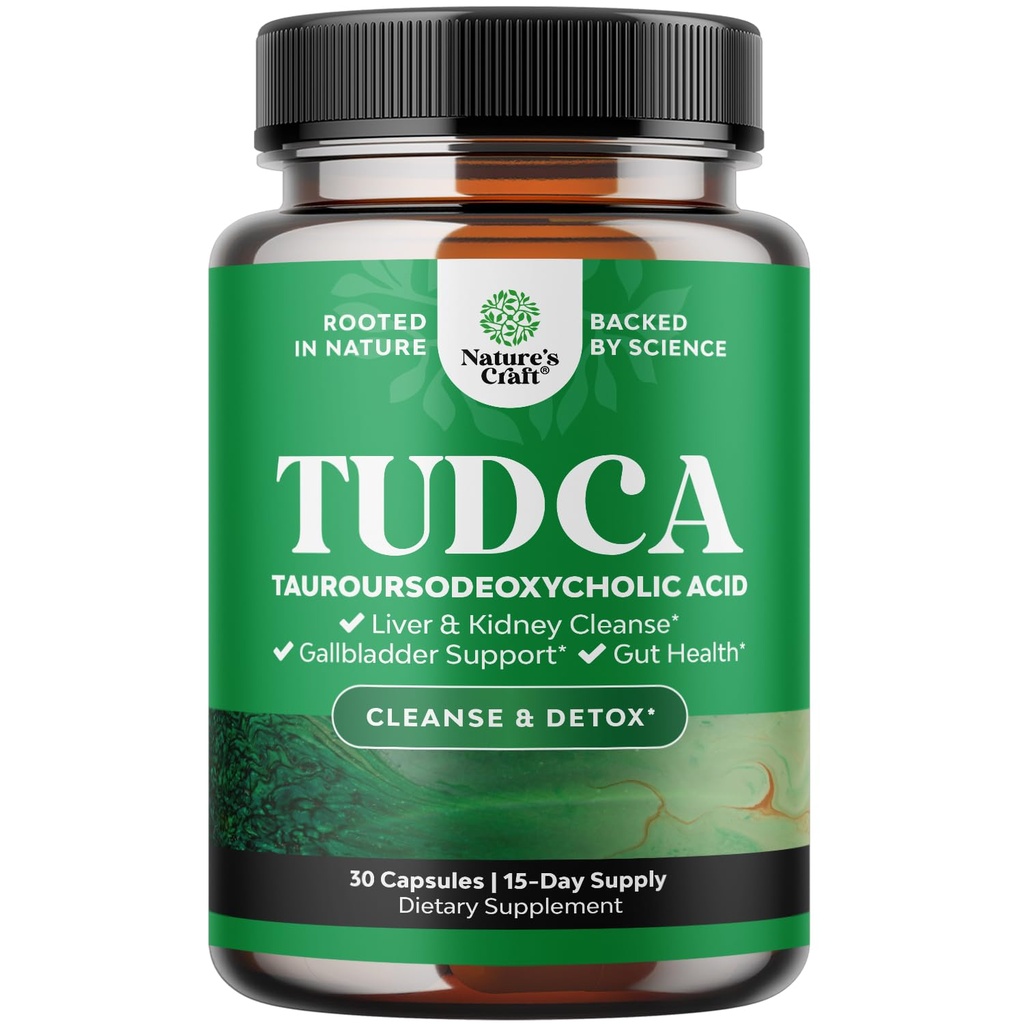 Supplément Bile Salt TUDCA avancé - Extra Strength TUDCA 500mg par portion Sels Bile pour Gallbladder Rein and Liver Support - Haute pureté Tauro Ursodeoxycholic Acid Liver and Gallbladder Cleanse