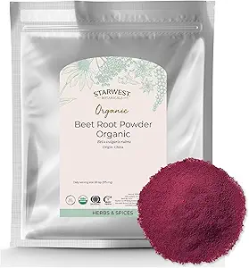 Starwest Botanicals Biologische Beetwortelpoeder voor mannen en vrouwen - Gebruik voor sap, Smoothies, & Thee, Natuurlijke Energie Ondersteuning, Ground Beet Root, Certified Kosher, Non-GMO - Bulk 1 lb Bag