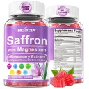 Saffraan met Magnesium Glycinate Gummies, 2 maanden Supply - Sugar Free Magnesium 400/200mg w/Saffraan,Rhodiola,Rosemarie, B6,B12,D3 voor S-slaap, Kalm,Focus, Relax, Nerve, Melatonine Free Gummies