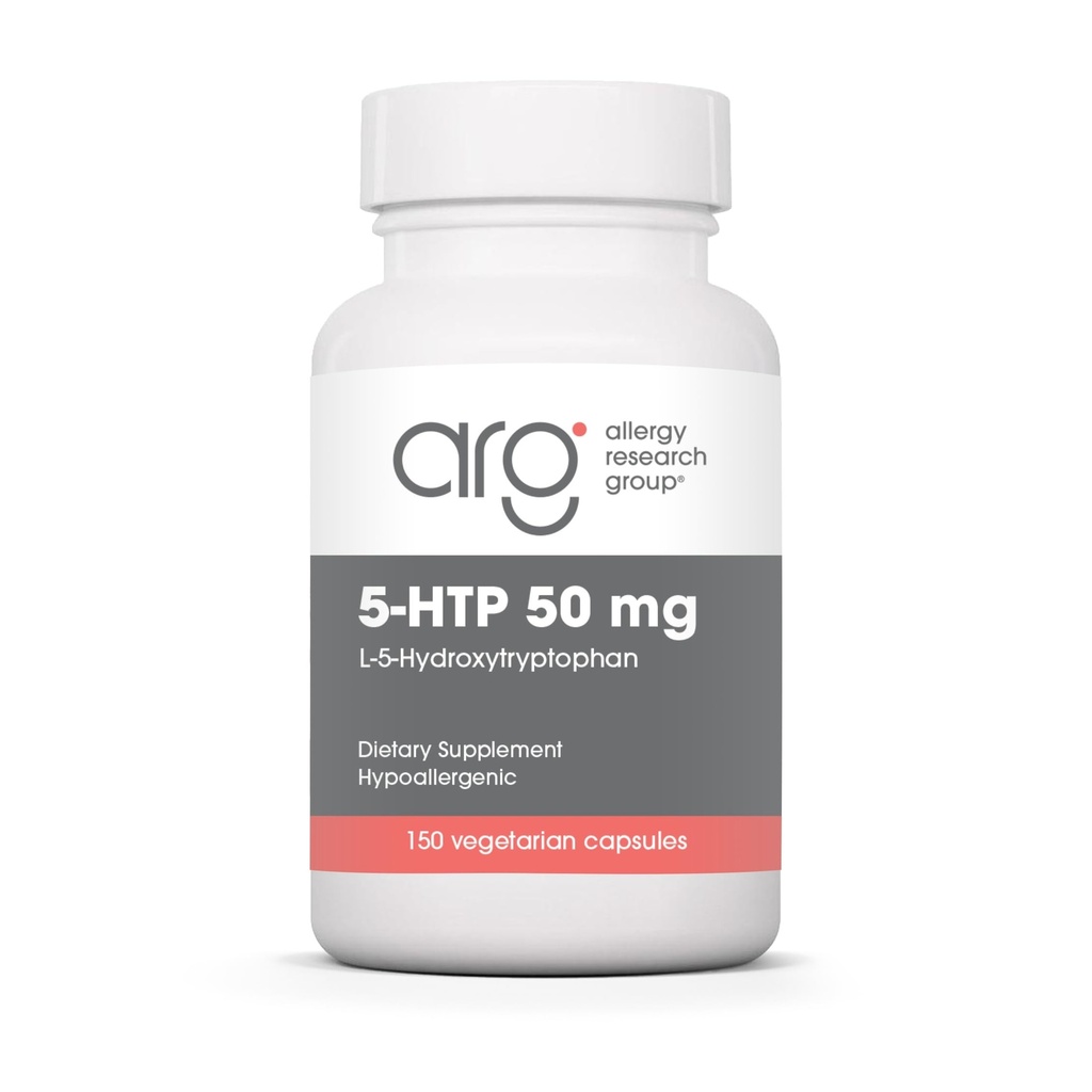 Allergy Research Group 5-HTP Supplément de 50mg - Sérotonine pour hommes et femmes, Soutien du sommeil, L-5-Hydroxytryptophane, Capsules pures et végétariennes - 150 Compte