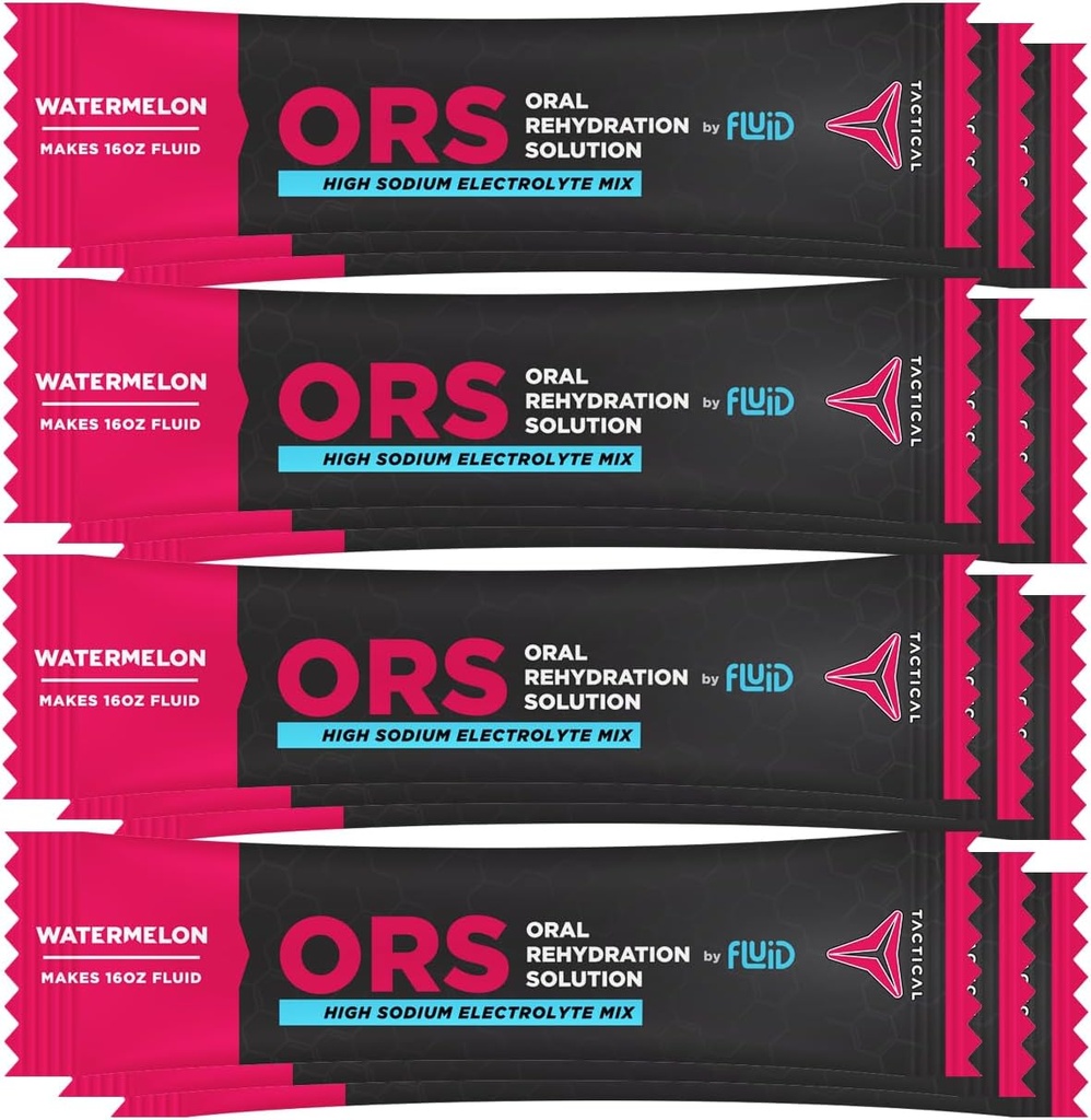 Fluid Tactical - ORS (Oral Rehydration Solution), Recover Sneller, Extreme Dehydration Electrolytes, 12pack (Watermeloen)