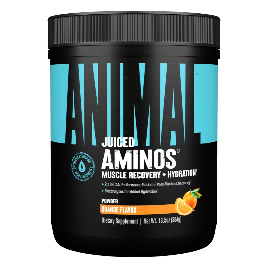 Animal Juiced Amino Acids - BCAA Powder EAA Matrix Plus Hydration with Electrolytes and Sea Salt Anytime Recovery and Improved Performance, Orange Flavor, 30 Servers