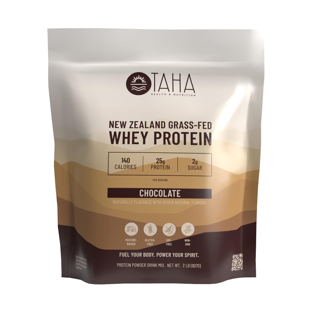 Taha Health & Nutrition Chocolate Flavored Whey Protein Concentrate Powder, 25g Proteïne, 140 Calorieën, 2g Suiker 