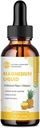 M inch Magnésium Glycinat liquide, haute absorption Magnésium gouttes liquides avec fibre de cellulose, bromelain, vitamine B6, C, D, zinc, supplément de magnésium pour les enfants et les adultes, ananas, 1 emballage