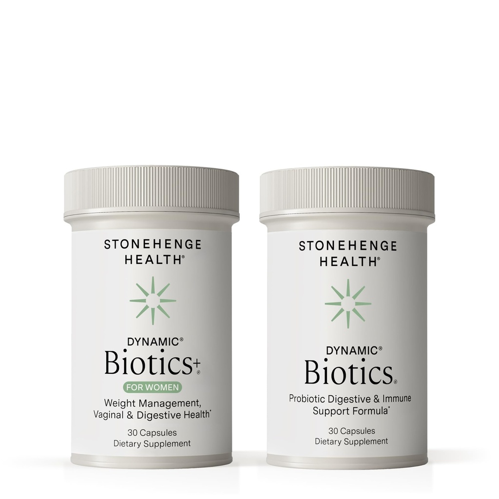Stonehenge Health Dynamic Biotics+ for Women + Dynamic Biotics Probiotics Bundle Supplements to Support Digestief & Vrouwelijke Gezondheid