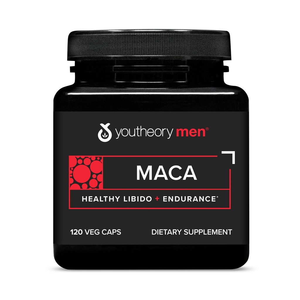 Youtheory Men's Maca - Vegan Maca supplement voor mannen - Ondersteunt energie, uithoudingsvermogen en duurzaamheid* - zuivel, soja en glutenvrij - 120 plantaardige capsules