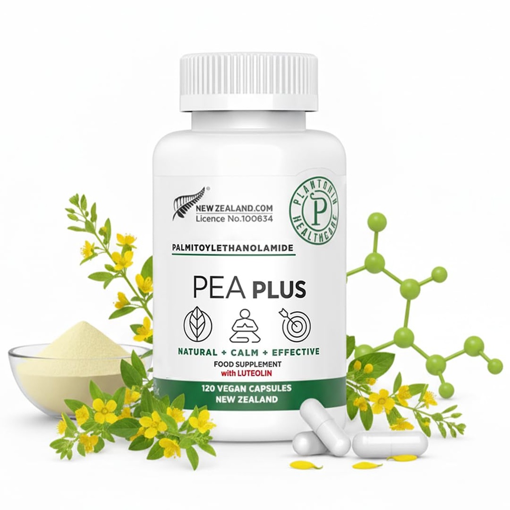 Nieuw-Zeeland - Palmitoylethanolamide 600mg + Luteoline - Micronized Pea Supplements - 120 Vegan Capsules