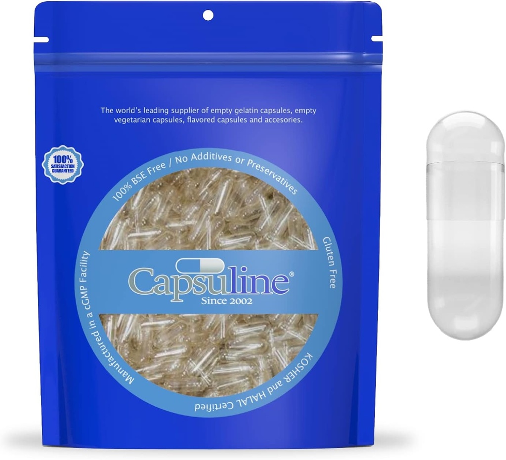 Capsulin Maat 000 - Heldere Lege Vegan Capsules - 5.000 Tel - Lege Veggie Pill Capsules - DIY Plantaardige Capsule Filling - Lege Caps - Kosher en Halal Certified - Niet-GMO Certified