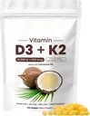 Naturespeak Vitamine D3 K2 10000 IE, 2-in-1 Kokosolie Softgels met 10000 IE VIT D3 + 200 MCG Vitamine K2 voor Bone, Immune & Heart Support, Eenvoudig doorslikken, Non-GMO, 300 Softgels