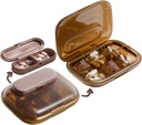 MURRI&MURRDI Travel Pill Organizer, 6 Compartiments Kleine pil Container, Dagelijkse pil Box om Vitamines te houden, Portable Pill Case voor Pocket Purse Medicine Organizer Verwijderbaar (G Coffee)