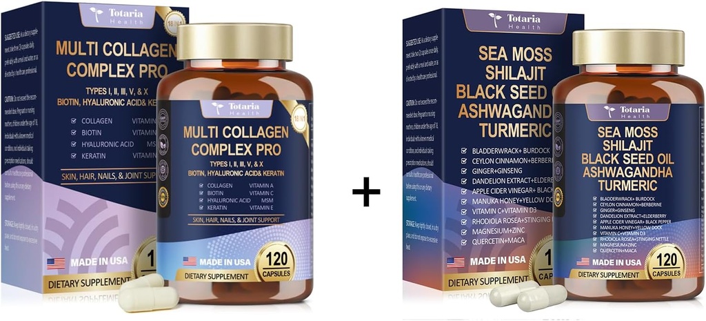 Totaria 18-in-1 Collageen Peptides Caps & 25-in-1 Sea Moss Caps