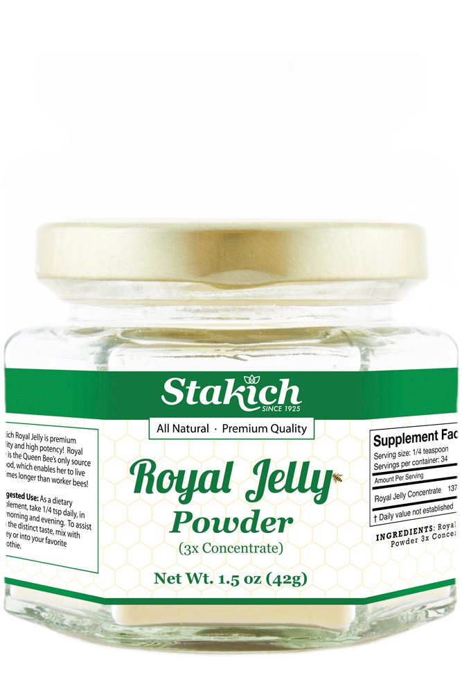 Poudre de gelée royale Stakich - 1,5 once - 3X Concentré - Gel séché, pur, naturel